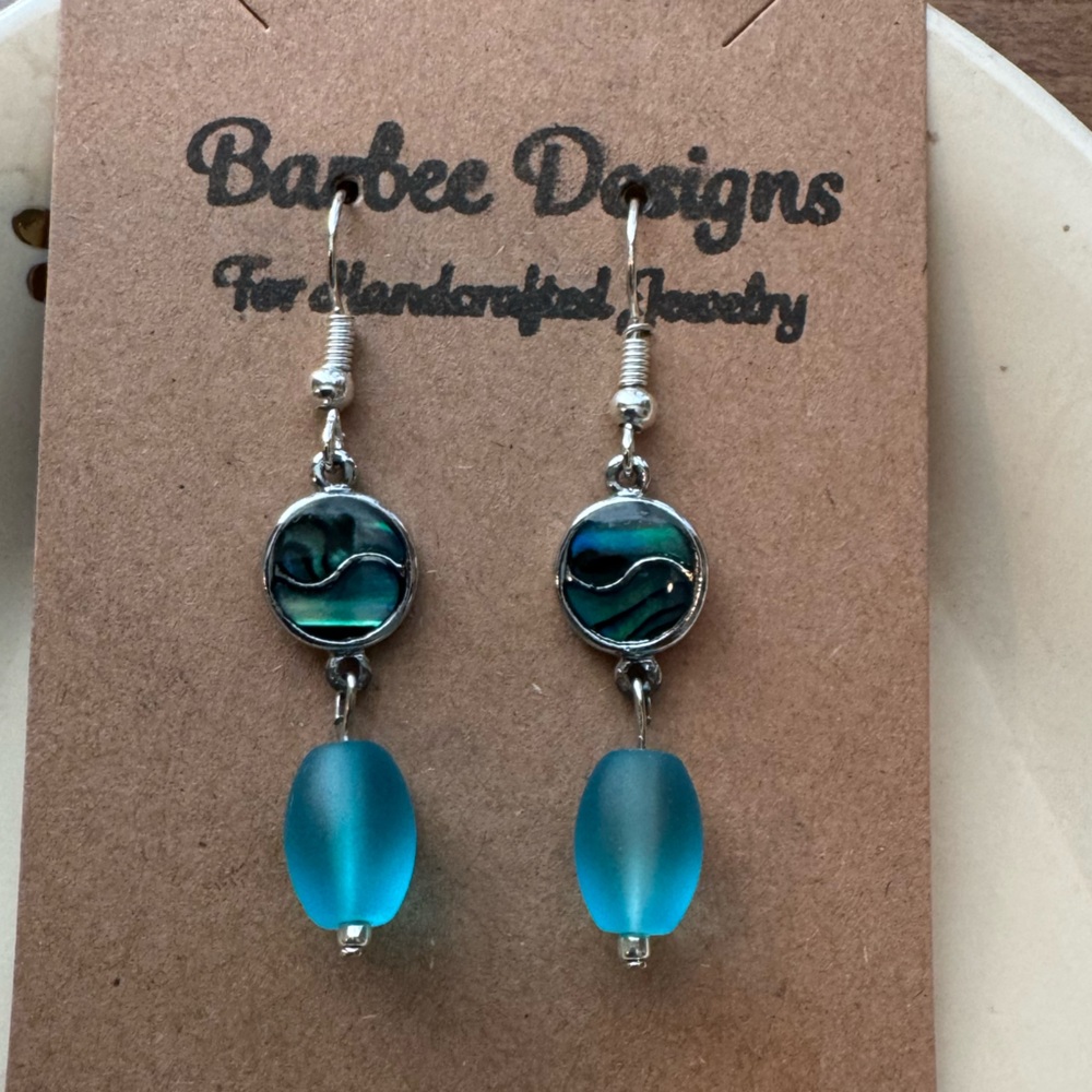 Abalone & Sea-glass Style Earrings